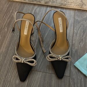 Tony Bianco Black Heels with Rhinestone Bow